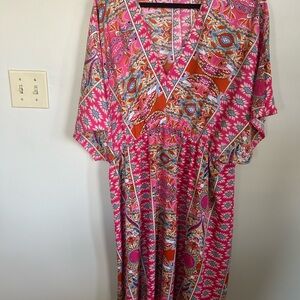 Pink Paisley Boho midi dress in size 4x
